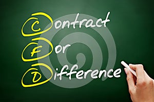 CFD Ã¢â¬â Contract For Difference acronym, business concept on blackboard